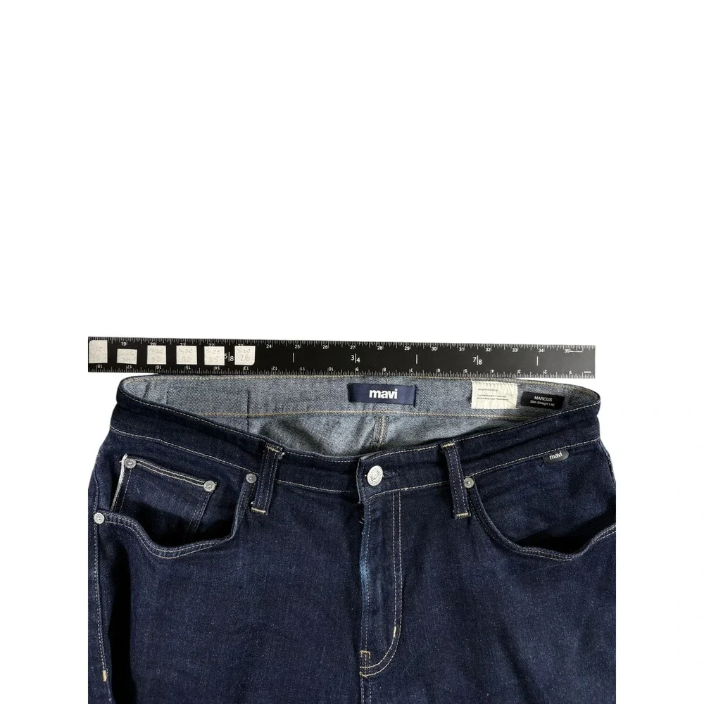 Mavi Marcus Jeans Mens 34x34 Dark Indigo Selvedge Slim Straight Premium Denim
